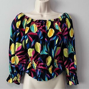 Tabitha Brown X Target Lemon Print Bardot Top Size XS  NWT!